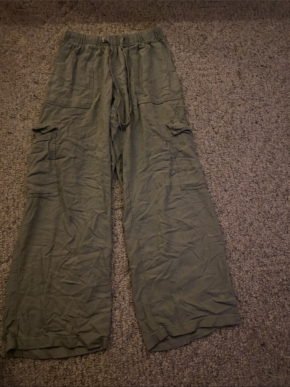 H&M Olive Green Wide-Leg Cargo Pants